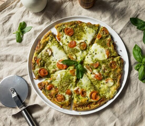 Vegetarian Micro-Greens Pesto Pizza