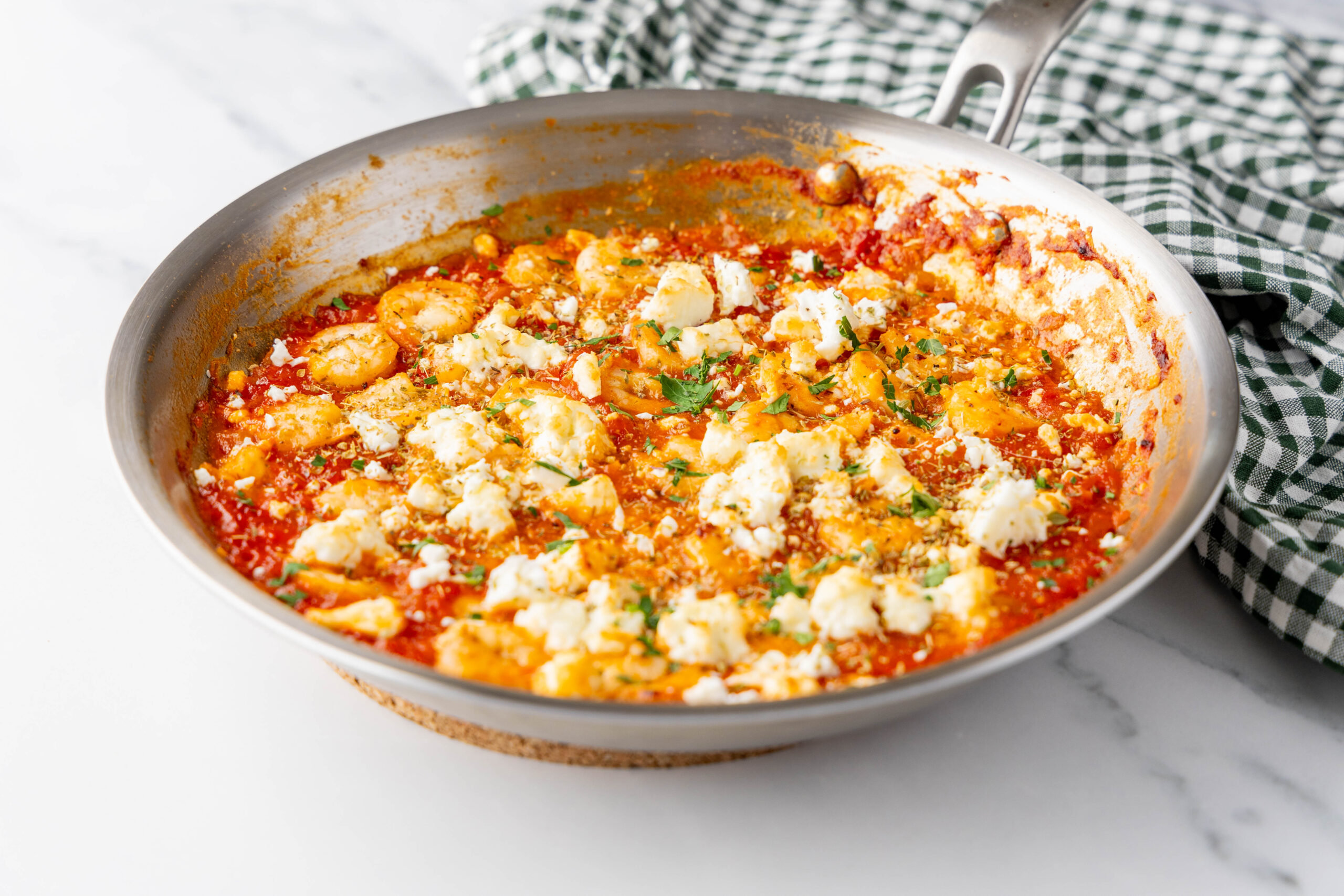 Garides Saganaki (Shrimp in Tomato Sauce with Feta) - Community Natural Foods